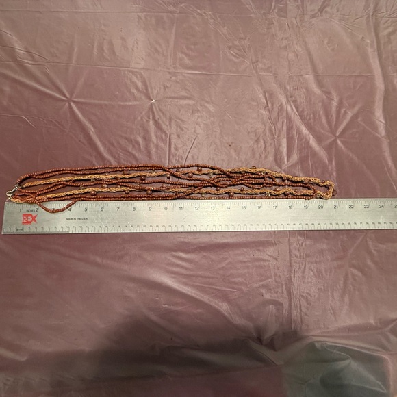 Vintage Brown and Gold Multi-Strand Beaded Necklace 42” - Picture 5 of 6